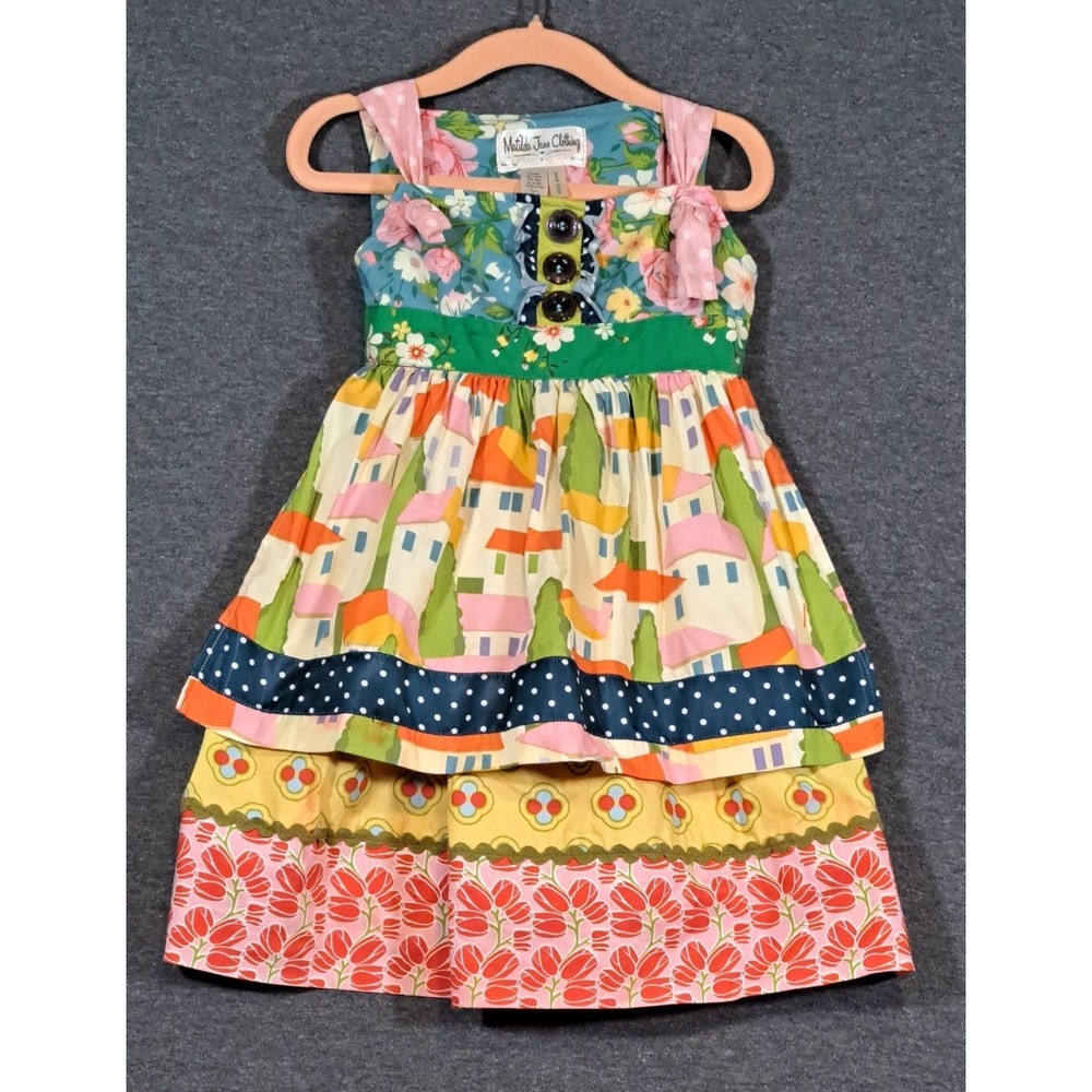 Matilda Jane Girls Mixed Print Tiered Dress D1344 Floral Village Multi Color 4